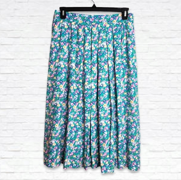 Vintage Dresses & Skirts - Vintage Handmade Cottagecore Blue Floral Ankle Length Skirt Size M/L